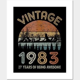 37 Years Old Retro Vintage 1983 37th Birthday Gifts Posters and Art